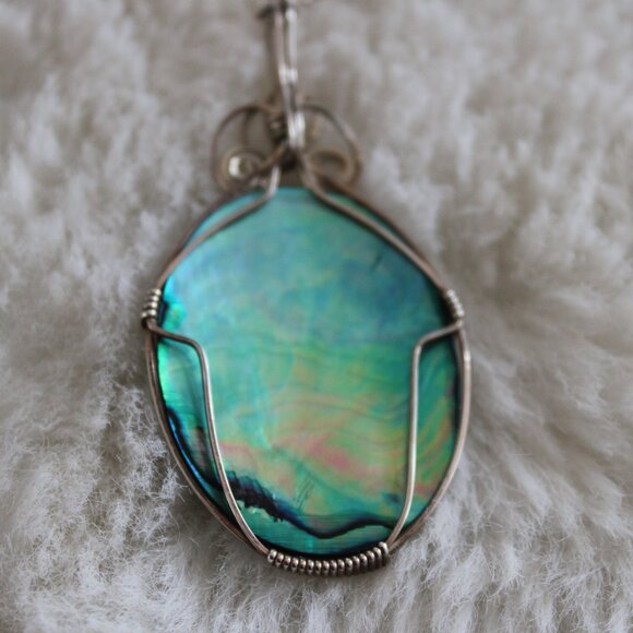 Abalone Pendant 925 sterling silver chain - Picture 3 of 3